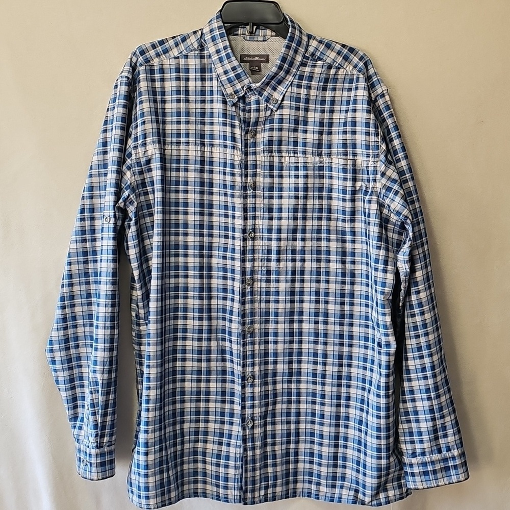 Eddie Bauer East Moisture‎ Wicking Men's Long Sleeve Button Up Shirt Size TXL